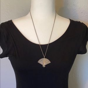 Vintage: Silver Hand Fan Necklace